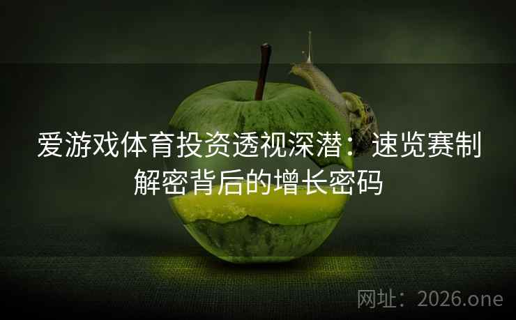 爱游戏体育投资透视深潜：速览赛制解密背后的增长密码
